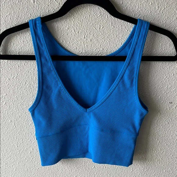 Lululemon Power Pivot Tank Ribbed Crop Top Reversible Poolside Blue - Picture 2 of 6